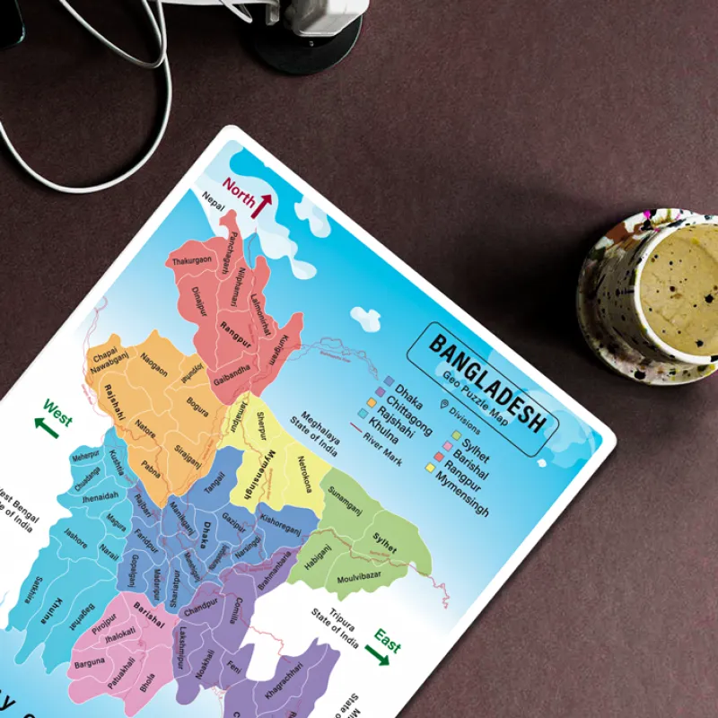 English - Colorful BD Map English Educational Puzzle – 64 Districts and River