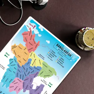 English - Colorful BD Map English Educational Puzzle – 64 Districts and River