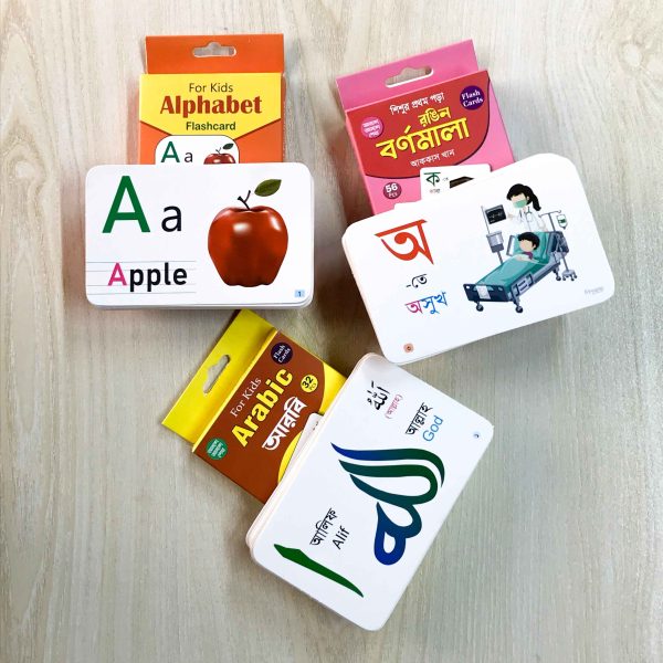 Smart Learning Alphabet Flash Cards for Kids (Age 1–5), English, Bangla & Arabic Learning Cards Set - Image 2